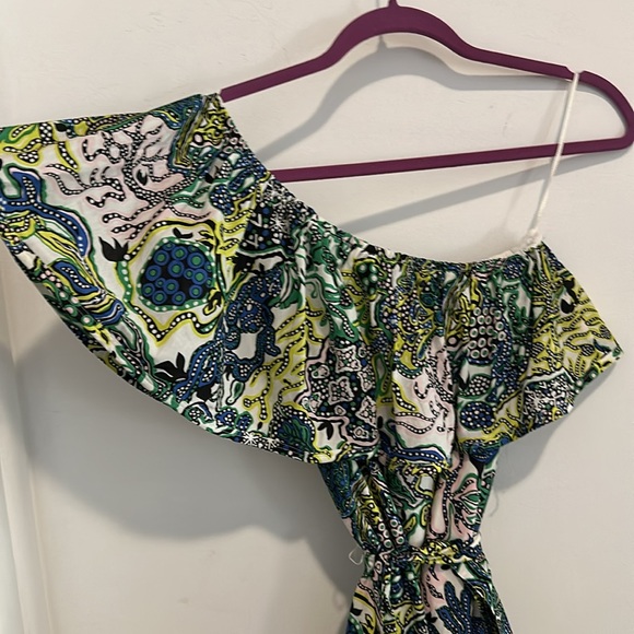 Alc coral print one shoulder ruffle dress - Picture 4 of 7